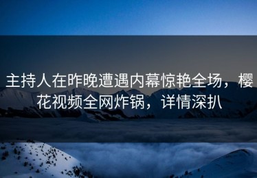 主持人在昨晚遭遇内幕惊艳全场，樱花视频全网炸锅，详情深扒