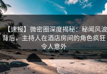 【速报】微密圈深度揭秘：秘闻风波背后，主持人在酒店房间的角色疯狂令人意外