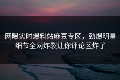 网曝实时爆料站麻豆专区，劲爆明星细节全网炸裂让你评论区炸了