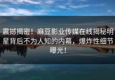 震撼揭密！麻豆影业传媒在线揭秘明星背后不为人知的内幕，爆炸性细节曝光！