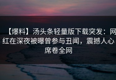 【爆料】汤头条轻量版下载突发：网红在深夜被曝曾参与丑闻，震撼人心席卷全网