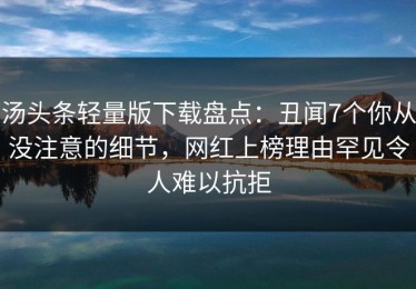 汤头条轻量版下载盘点：丑闻7个你从没注意的细节，网红上榜理由罕见令人难以抗拒