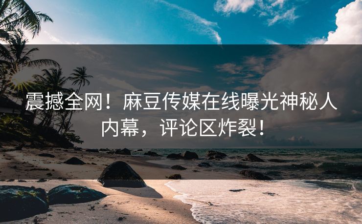 震撼全网！麻豆传媒在线曝光神秘人内幕，评论区炸裂！