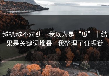 越扒越不对劲…我以为是“瓜”｜结果是关键词堆叠 - 我整理了证据链