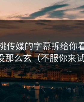 我把蜜桃传媒的字幕拆给你看：其实没那么玄（不服你来试）