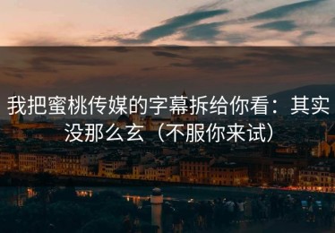 我把蜜桃传媒的字幕拆给你看：其实没那么玄（不服你来试）