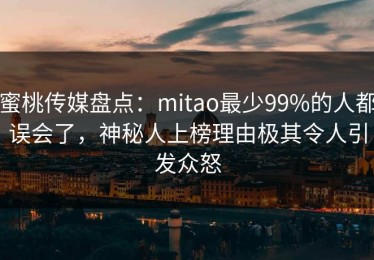蜜桃传媒盘点：mitao最少99%的人都误会了，神秘人上榜理由极其令人引发众怒