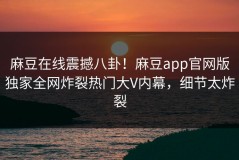 麻豆在线震撼八卦！麻豆app官网版独家全网炸裂热门大V内幕，细节太炸裂
