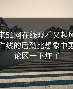 一觉醒来51网在线观看又起风了，这条大事件线的后劲比想象中更大，评论区一下炸了