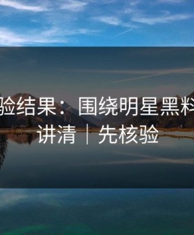 实测核验结果：围绕明星黑料，一篇讲清｜先核验