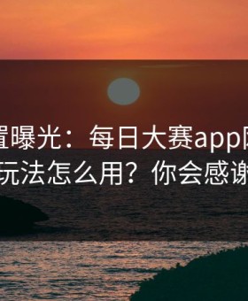 隐藏设置曝光：每日大赛app网页版的专题玩法怎么用？你会感谢自己
