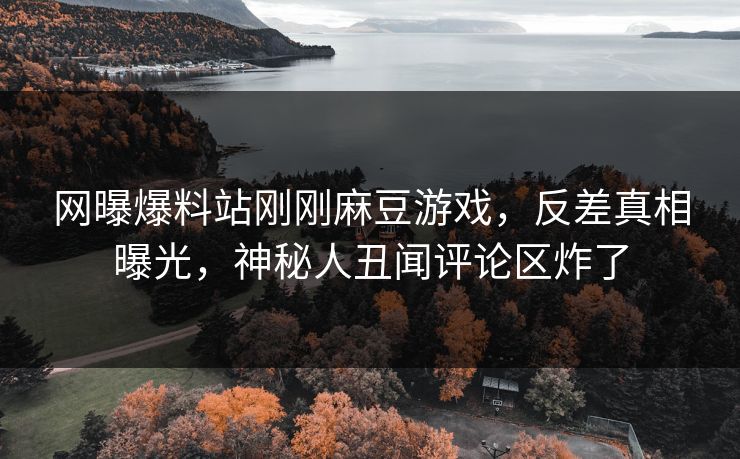 网曝爆料站刚刚麻豆游戏，反差真相曝光，神秘人丑闻评论区炸了